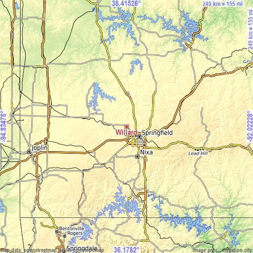 Topographic map of Willard