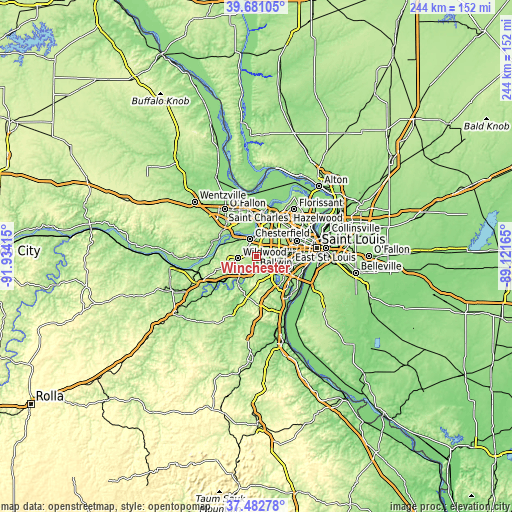 Topographic map of Winchester