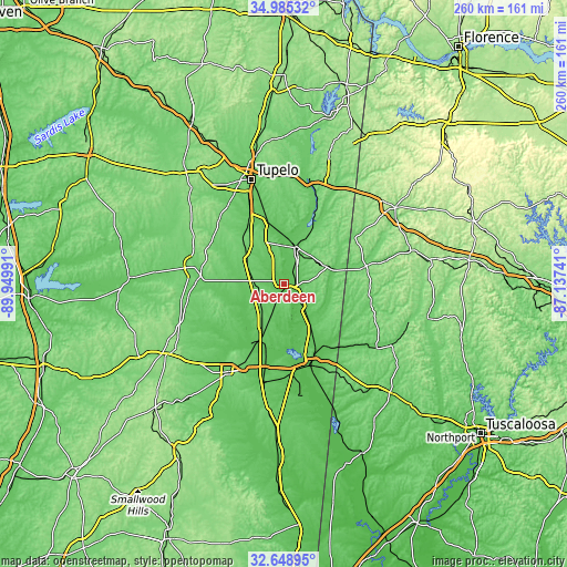 Topographic map of Aberdeen