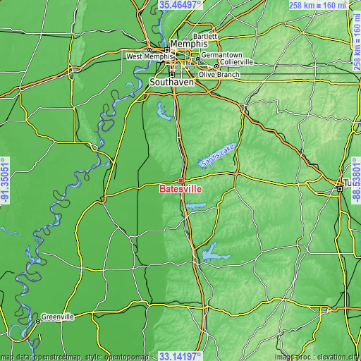 Topographic map of Batesville