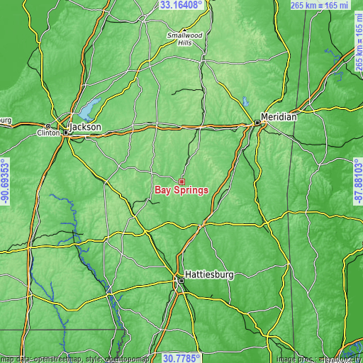 Topographic map of Bay Springs