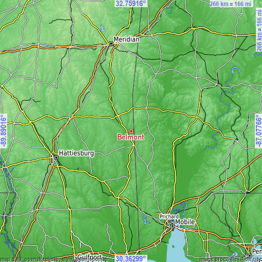 Topographic map of Belmont