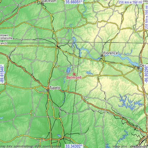 Topographic map of Belmont