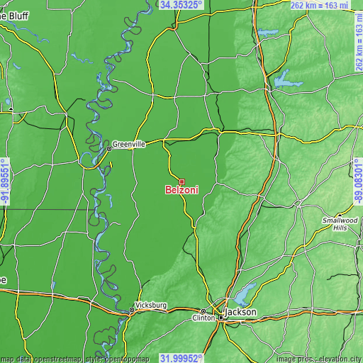 Topographic map of Belzoni