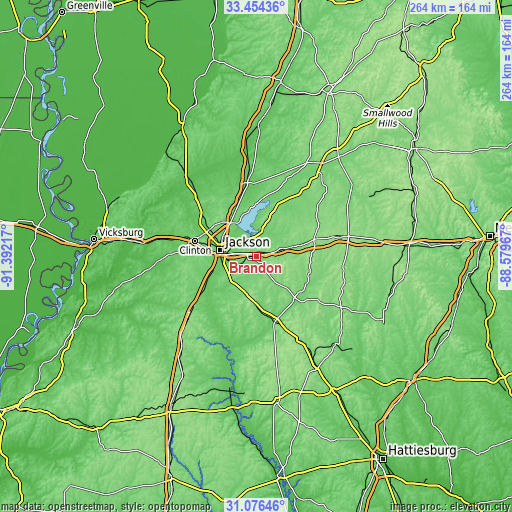 Topographic map of Brandon