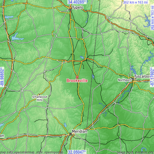 Topographic map of Brooksville