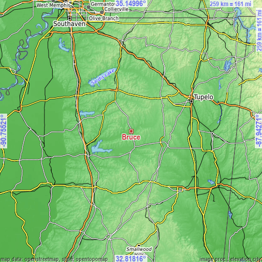 Topographic map of Bruce