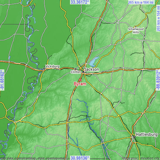 Topographic map of Byram