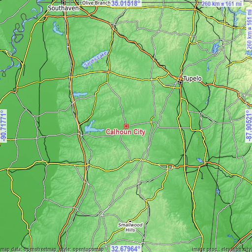 Topographic map of Calhoun City