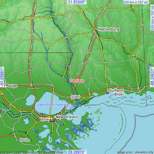 Topographic map of Carriere