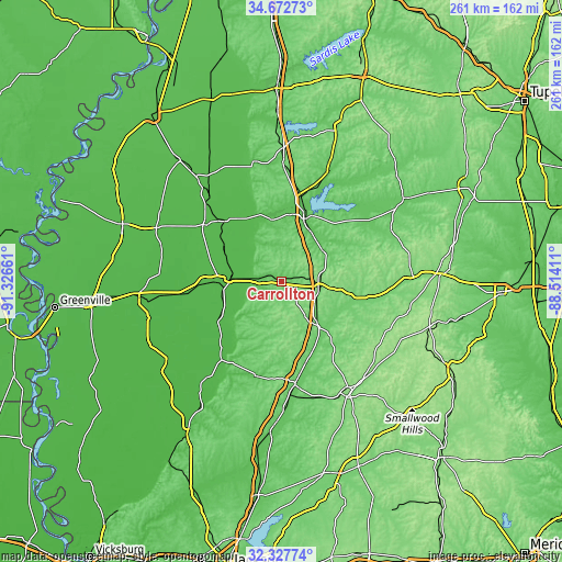 Topographic map of Carrollton