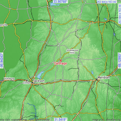 Topographic map of Carthage