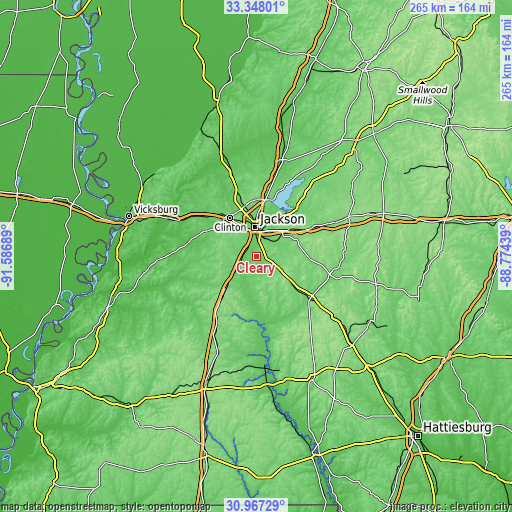 Topographic map of Cleary