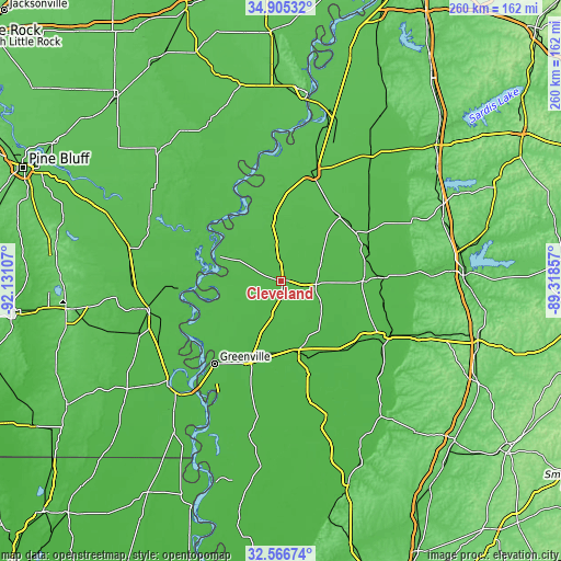 Topographic map of Cleveland