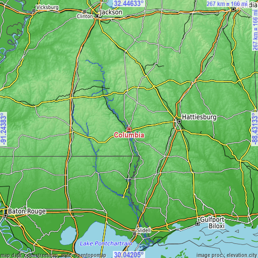 Topographic map of Columbia