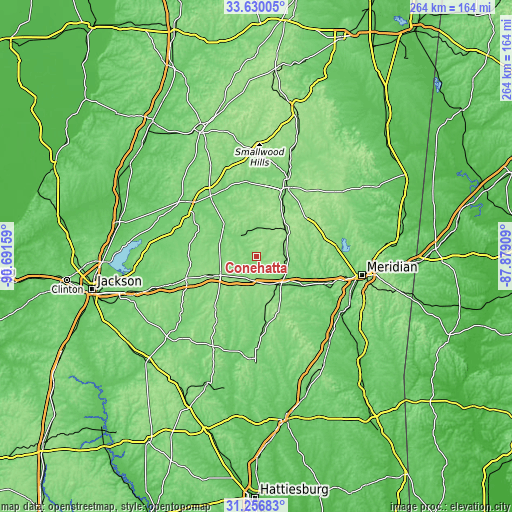 Topographic map of Conehatta