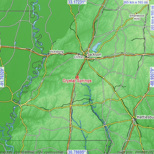 Topographic map of Crystal Springs