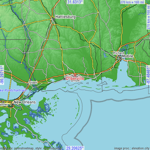 Topographic map of D'Iberville