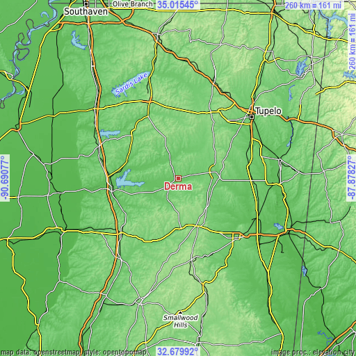 Topographic map of Derma