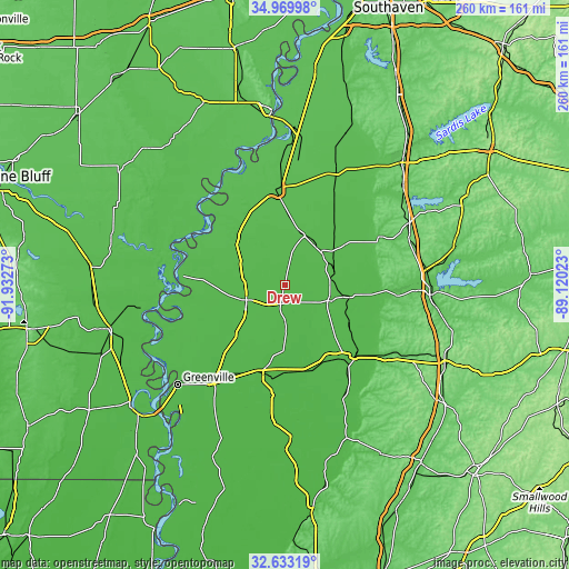 Topographic map of Drew