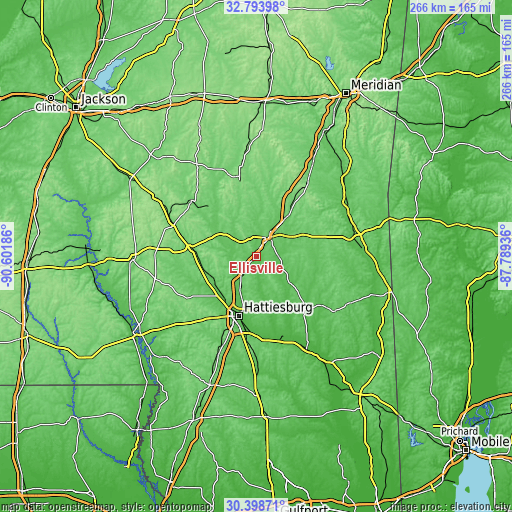 Topographic map of Ellisville