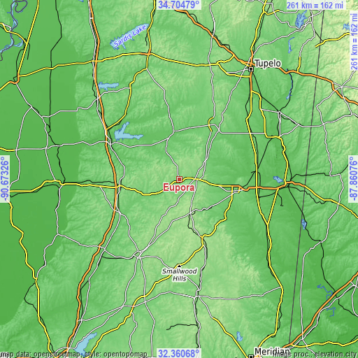 Topographic map of Eupora