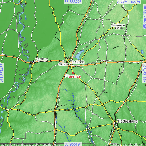 Topographic map of Florence