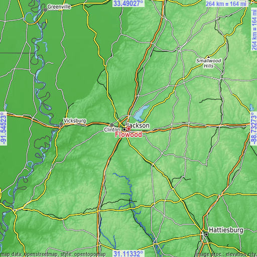 Topographic map of Flowood