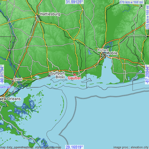 Topographic map of Gautier