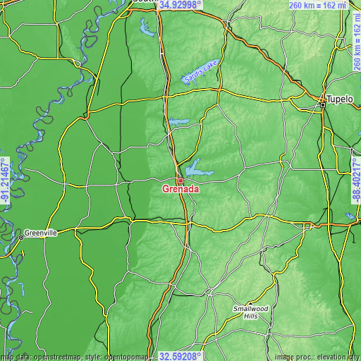 Topographic map of Grenada