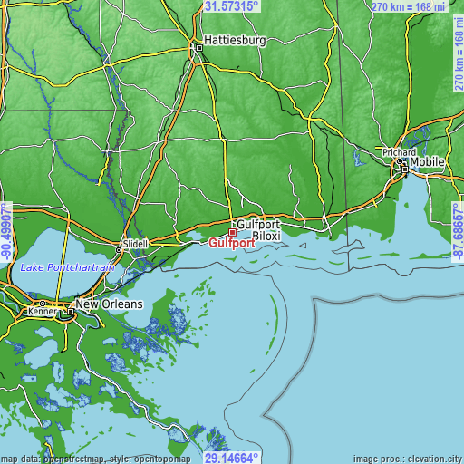 Topographic map of Gulfport