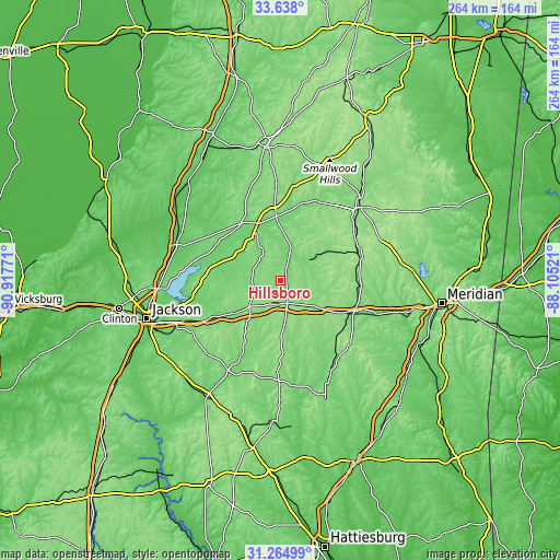 Topographic map of Hillsboro