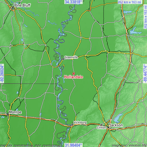 Topographic map of Hollandale