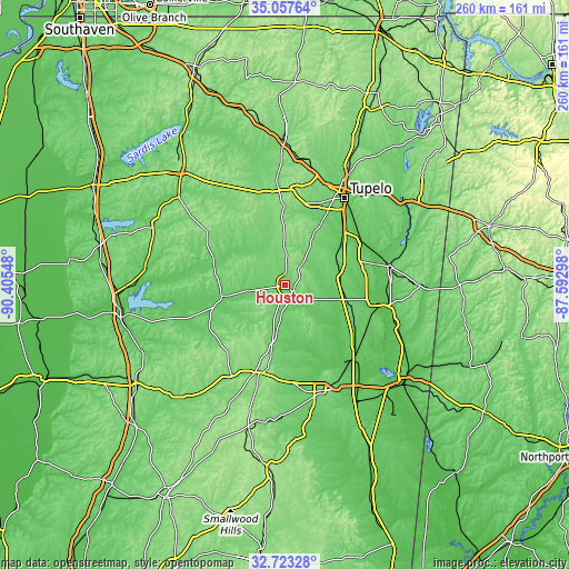 Topographic map of Houston