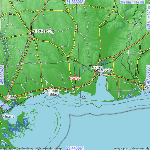 Topographic map of Hurley