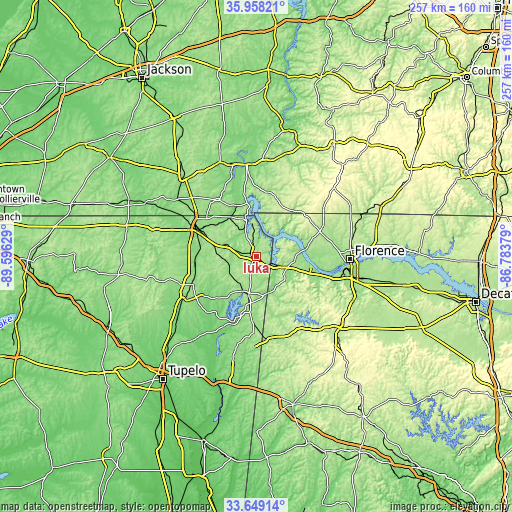 Topographic map of Iuka