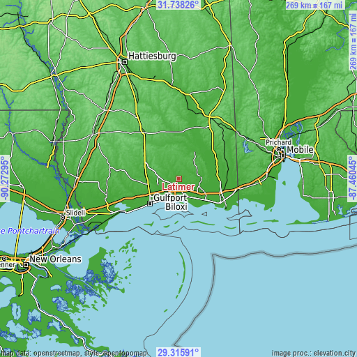 Topographic map of Latimer