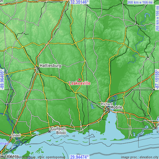 Topographic map of Leakesville