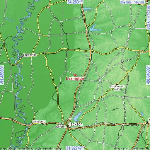 Topographic map of Lexington