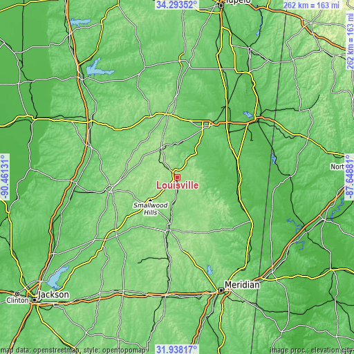 Topographic map of Louisville