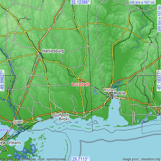 Topographic map of Lucedale