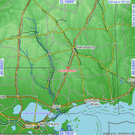 Topographic map of Lumberton