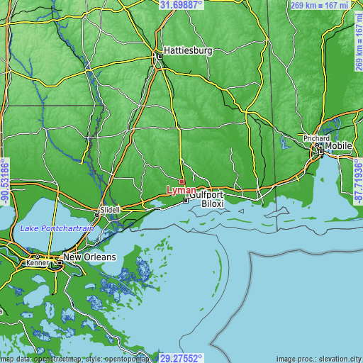 Topographic map of Lyman