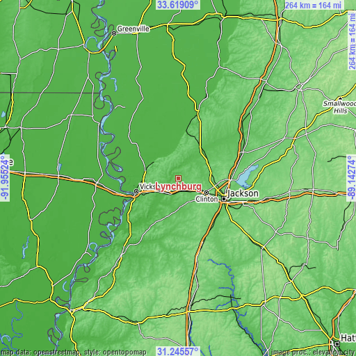 Topographic map of Lynchburg