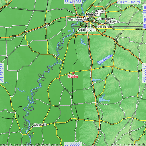 Topographic map of Marks