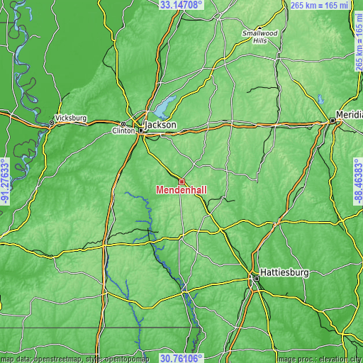 Topographic map of Mendenhall