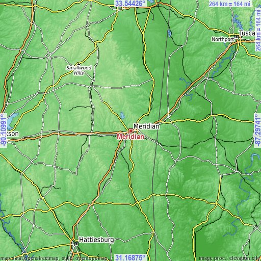 Topographic map of Meridian