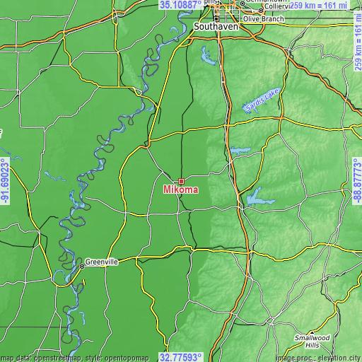 Topographic map of Mikoma