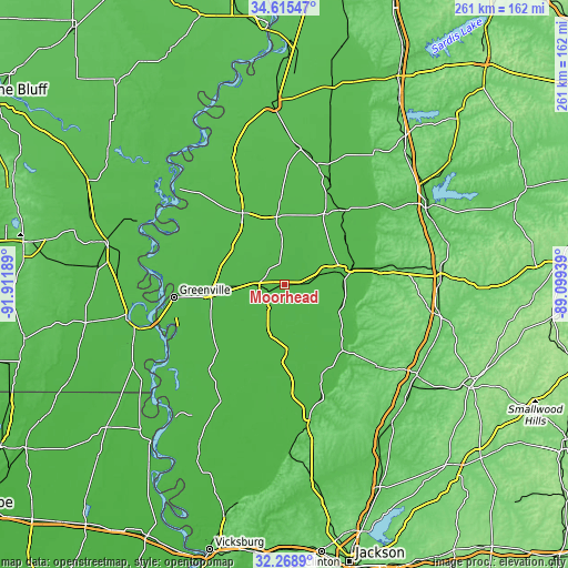 Topographic map of Moorhead