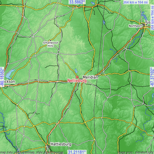 Topographic map of Nellieburg